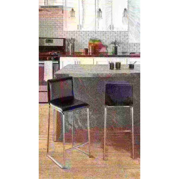 Lumisource Mara Counter Stool in Black Faux Leather, PK 2 - B26-MARAUP SSBK2