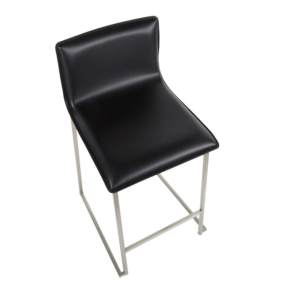 Lumisource Mara Counter Stool in Black Faux Leather, PK 2 - B26-MARAUP SSBK2