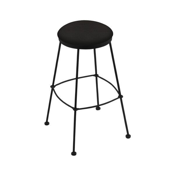 Holland Bar Stool Co 25" Stationary Counter Stool, Black Wrinkle, Canter Espresso Seat - 303025BW003