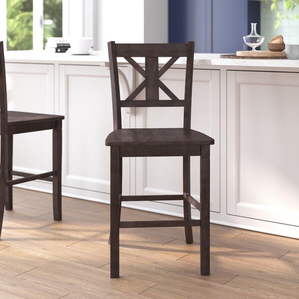 Flash Furniture Gray Wash Walnut Solid Wood Counter Stools, 2PK - ES-STBN1-24-GY-2-GG