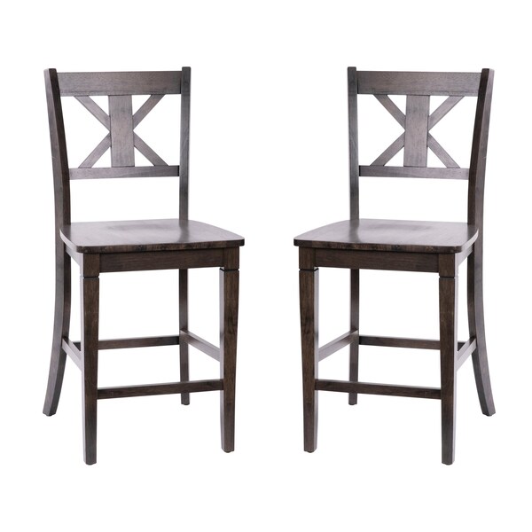 Flash Furniture Gray Wash Walnut Solid Wood Counter Stools, 2PK - ES-STBN1-24-GY-2-GG