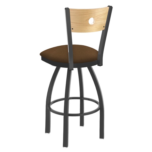 Holland Bar Stool Co 25" Swivel Counter Stool, Pewter Finish, Nat Back, Rein Thatch Seat - 83025PWNATMPLB026