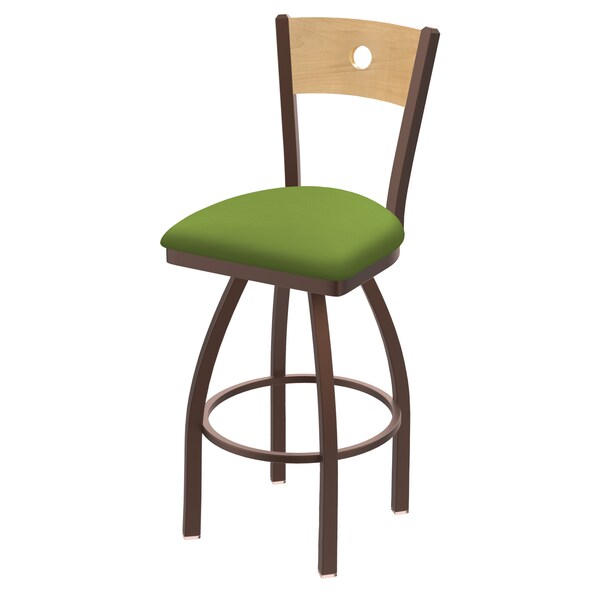 Holland Bar Stool Co 25" Swivel Counter Stool, Bronze Finish, Nat Back, Canter Kiwi Green Seat - 83025BZNATMPLB009