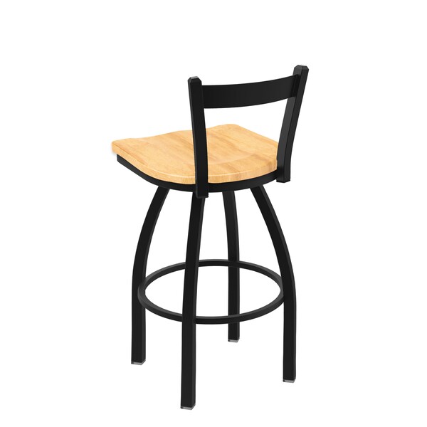 Holland Bar Stool Co 25" Low Back Swivel Counter Stool, Black Wrinkle, Nat Maple Seat - 82125BWNATMPL