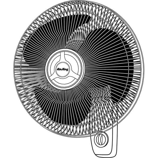 Air King Wall Mount Oscillating Fan W/ 18 in Blade Dia, 3 Speeds, 120V AC, 6 ft L Cord - 9018