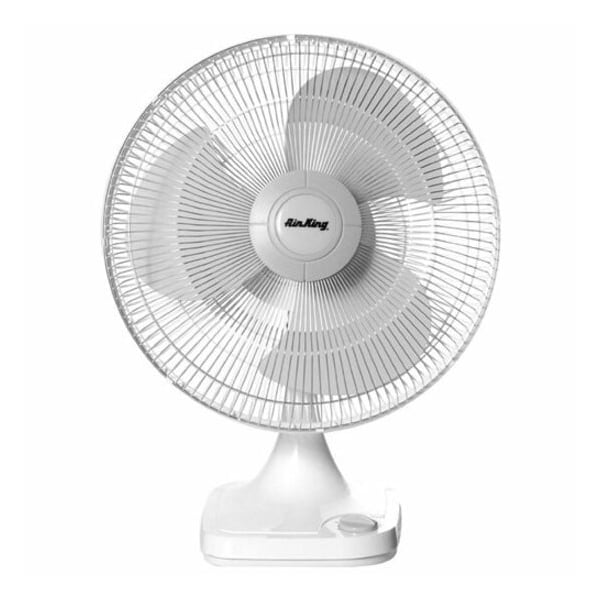 Air King 16" Blade Dia Table & Floor Fan, Oscillating, 3 Speeds, 120VAC, White, Tilting Head - 9106