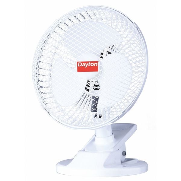 Dayton 6" Blade Dia Table & Floor Fan, Non-Oscillating, 2 Speeds, 120VAC, White - 410C95
