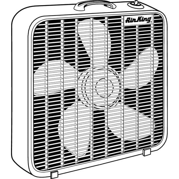 Air King Box Fan W/ 20 in Blade Dia, Non-Oscillating, 3 Speeds, 120V AC, 6 ft L Cord - 9723