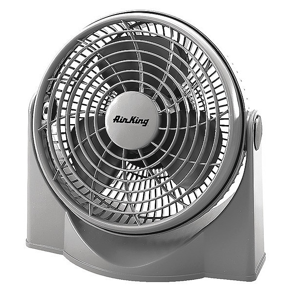 Air King 9" Blade Dia Table & Floor Fan, Non-Oscillating, 3 Speeds, 120VAC, Gray - 9530