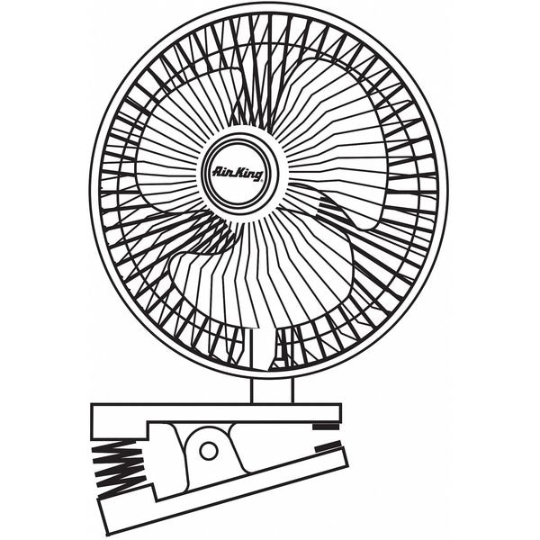 Air King 6" Blade Dia Portable Clip Fan, Non-Oscillating, 2 Speeds, 120VAC, White, Tilting Head - 9145