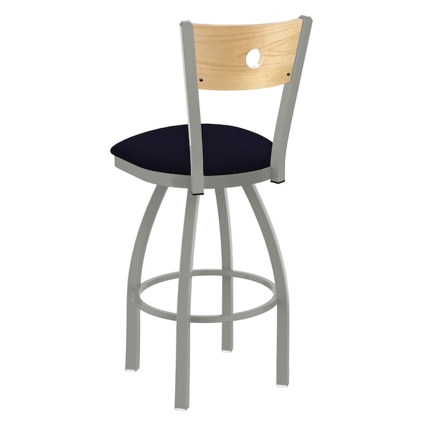Holland Bar Stool Co 25" Swivel Counter Stool, Nickel Finish, Nat Back, Canter Twilight Seat - 83025ANNATMPLB002