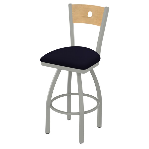 Holland Bar Stool Co 25" Swivel Counter Stool, Nickel Finish, Nat Back, Canter Twilight Seat - 83025ANNATMPLB002