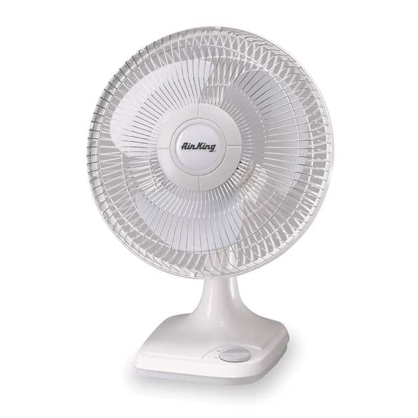 Air King 12" Blade Dia Table & Floor Fan, Oscillating, 3 Speeds, 120VAC, Tilting Head - 9102