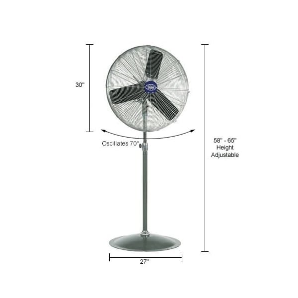 Global Industrial Oscillating Pedestal Fan, 30 Diameter, 1/3HP, 8775CFM - 585280