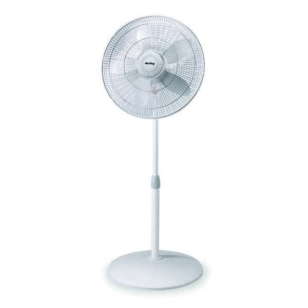 Air King 18" Blade Dia Pedestal Fan, Oscillating, 3 Speeds, 120VAC, White, Head Tilting Adjustment - 9119