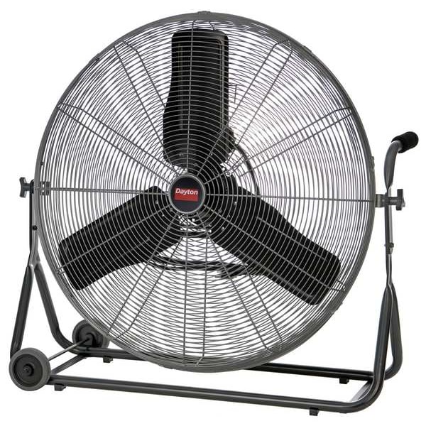 Dayton Mobile Floor Fan, 3 Speeds, Silver, Carrying Handle - 61LD87