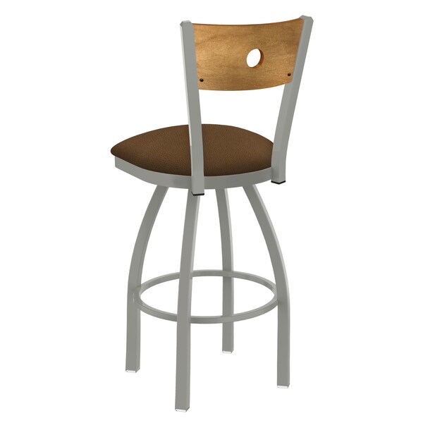 Holland Bar Stool Co 25" Swivel Counter Stool, Nickel Finish, Med Back, Rein Thatch Seat - 83025ANMEDMPLB026