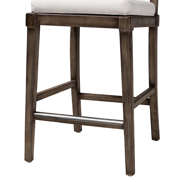 Baxton Studio Porsha Modern Bohemian Dark Brown Finished Mahogany Wood and Natural Rattan Counter Stool - 228-13104-ZORO