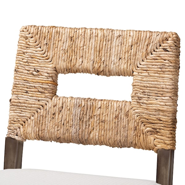 Baxton Studio Porsha Modern Bohemian Dark Brown Finished Mahogany Wood and Natural Rattan Counter Stool - 228-13104-ZORO