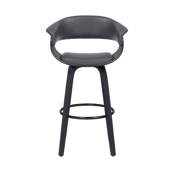 Armen Living Julyssa 26" Counter Height Swivel Gray Faux Leather and Black Wood Bar Stool - LCJSBAGRBL26