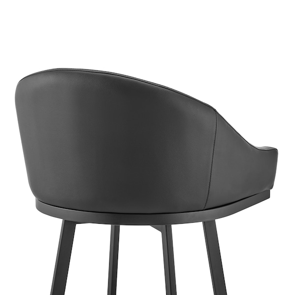 Armen Living Noran Swivel Counter Stool in Black Metal with Black Faux Leather - 840254335776