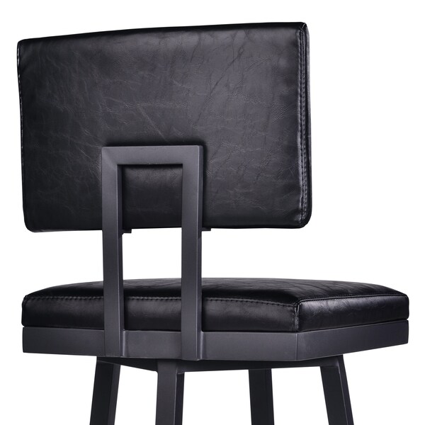 Armen Living Balboa 26" Counter Height Swivel Vintage Black Faux Leather and Metal Bar Stool - LCBBBABLVB26