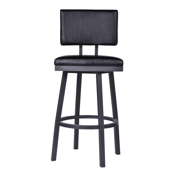 Armen Living Balboa 26" Counter Height Swivel Vintage Black Faux Leather and Metal Bar Stool - LCBBBABLVB26