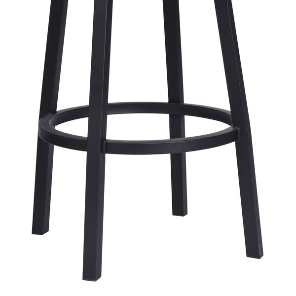 Armen Living Balboa 26" Counter Height Swivel Vintage Black Faux Leather and Metal Bar Stool - LCBBBABLVB26
