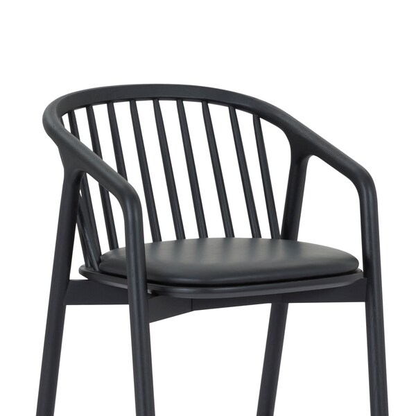 Armen Living Echo Black Oak Wood and Faux Leather Counter Stool - LCECBABLK26