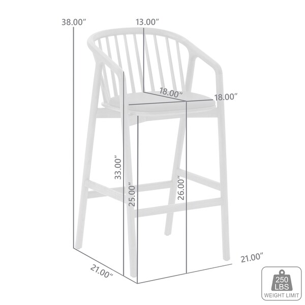 Armen Living Echo Black Oak Wood and Faux Leather Counter Stool - LCECBABLK26