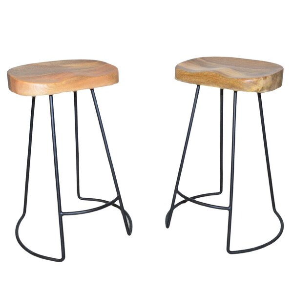 Carolina Cottage 25 in. Saga Counter Stool Natural & Black - CF2411NMANTBK