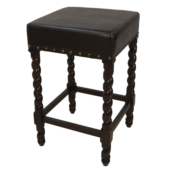 Carolina Cottage 24 in. Remick Counter Stool Espresso & Brown Leatherette - 3663-ESPBR