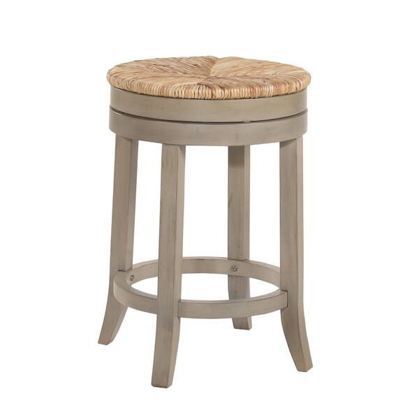 Carolina Chair & Table 24 in. Irving Swivel Rush Seat Counter Stool Weathered Gray - 1924R-WG