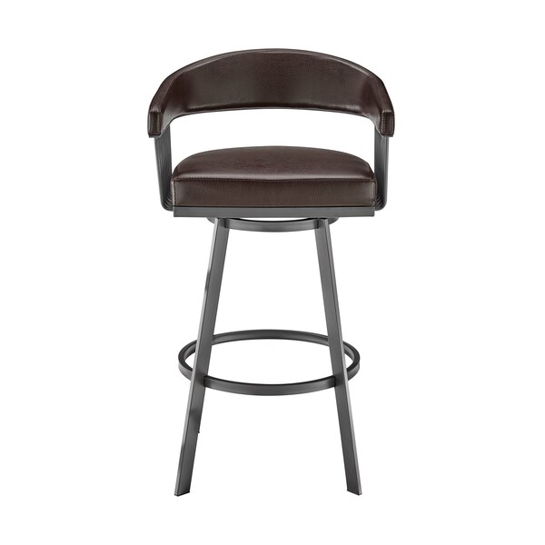 Armen Living Chelsea 25" Swivel Counter Stool with Java Silver Finish and Chocolate Faux Leather - LCCSBAJVCHO26