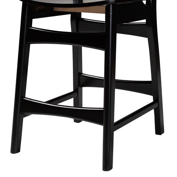 Baxton Studio Hesper Mid-Century Modern Dark Brown Finished Wood and Rattan 2-Piece Counter Stool Set, PR - 239-2PC-13416-ZORO
