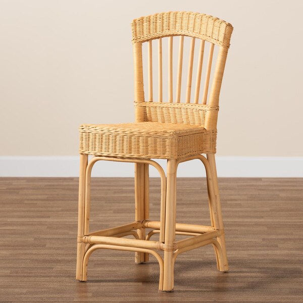Bali & Pari Barito Modern Bohemian Natural Rattan Counter Stool - 235-13140-ZORO