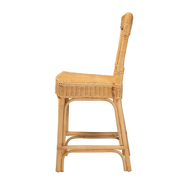 Bali & Pari Barito Modern Bohemian Natural Rattan Counter Stool - 235-13140-ZORO