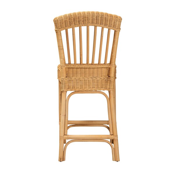 Bali & Pari Barito Modern Bohemian Natural Rattan Counter Stool - 235-13140-ZORO