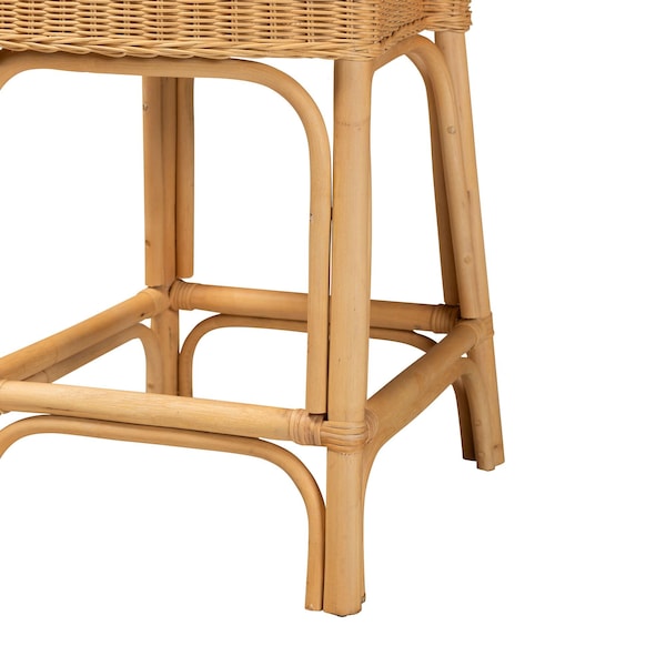 Bali & Pari Barito Modern Bohemian Natural Rattan Counter Stool - 235-13140-ZORO