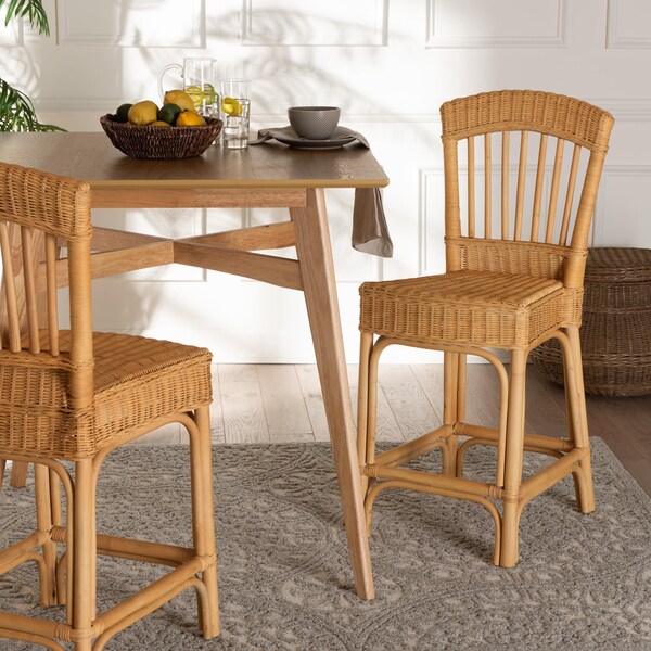 Bali & Pari Barito Modern Bohemian Natural Rattan Counter Stool - 235-13140-ZORO