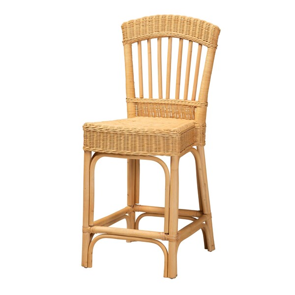 Bali & Pari Barito Modern Bohemian Natural Rattan Counter Stool - 235-13140-ZORO