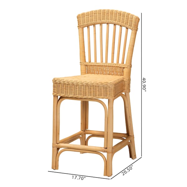 Bali & Pari Barito Modern Bohemian Natural Rattan Counter Stool - 235-13140-ZORO