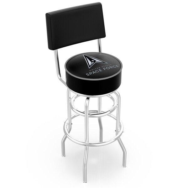 Holland Bar Stool Co U.S. Space Force 25in Double-Ring Swivel Counter Stool with Chrome Finish - L7C4