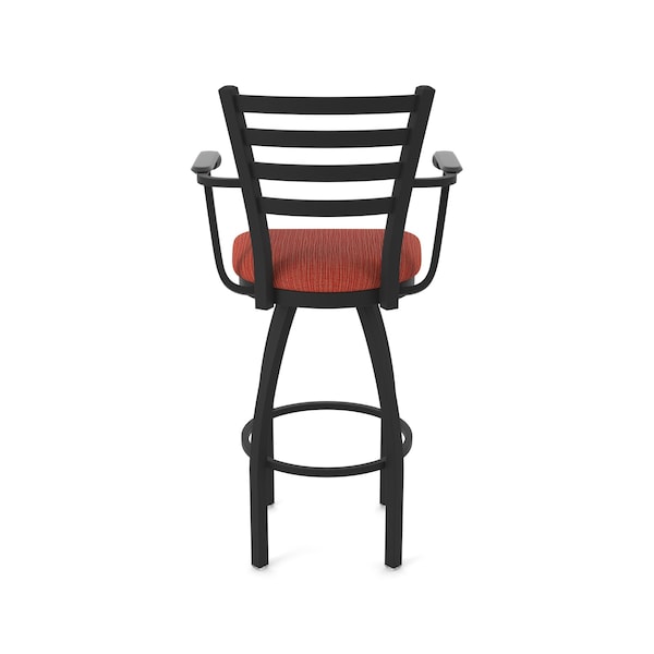 Holland Bar Stool Co Jackie with Arms 25 in. Swivel Counter Stool with Black Wrinkle Finish and Graph Poppy Seat - 415