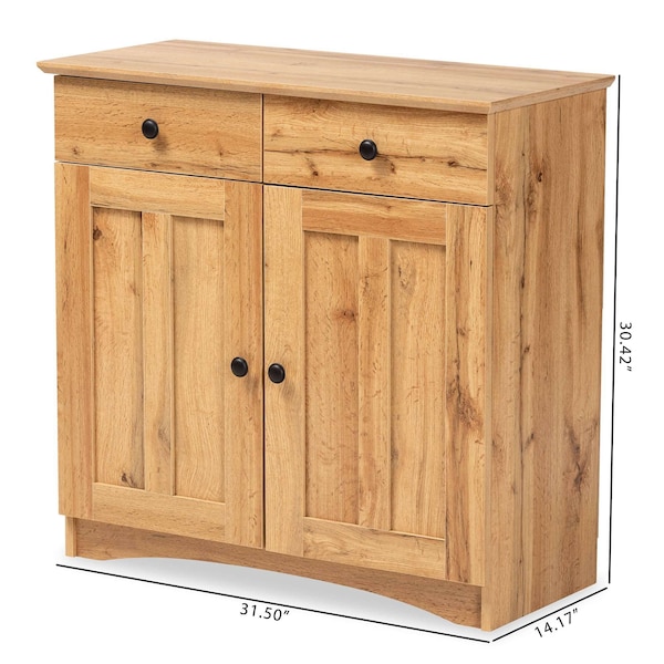 Baxton Studio Lauren Modern and Contemporary Oak Brown Finished Wood 2-Door Buffet Kitchen Cabinet - 190-11984-ZORO