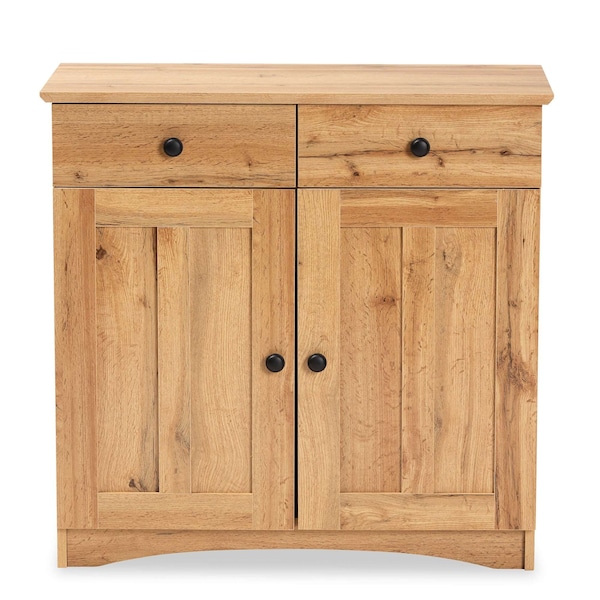 Baxton Studio Lauren Modern and Contemporary Oak Brown Finished Wood 2-Door Buffet Kitchen Cabinet - 190-11984-ZORO