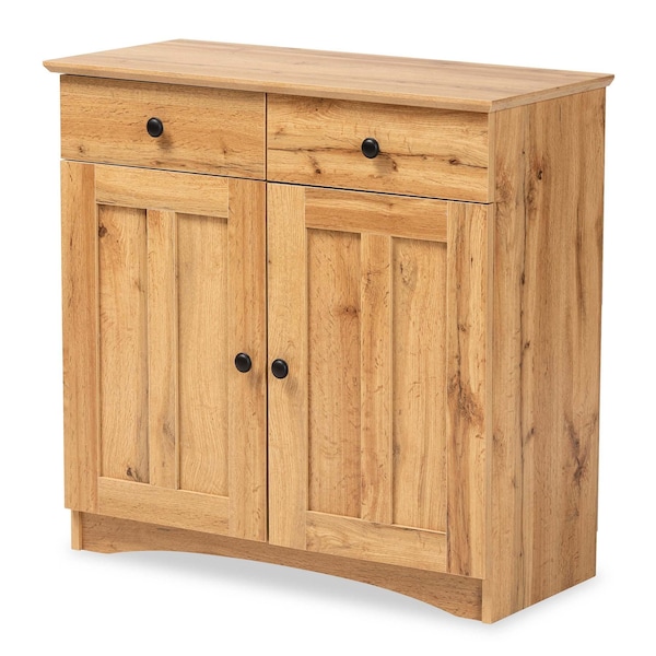 Baxton Studio Lauren Modern and Contemporary Oak Brown Finished Wood 2-Door Buffet Kitchen Cabinet - 190-11984-ZORO
