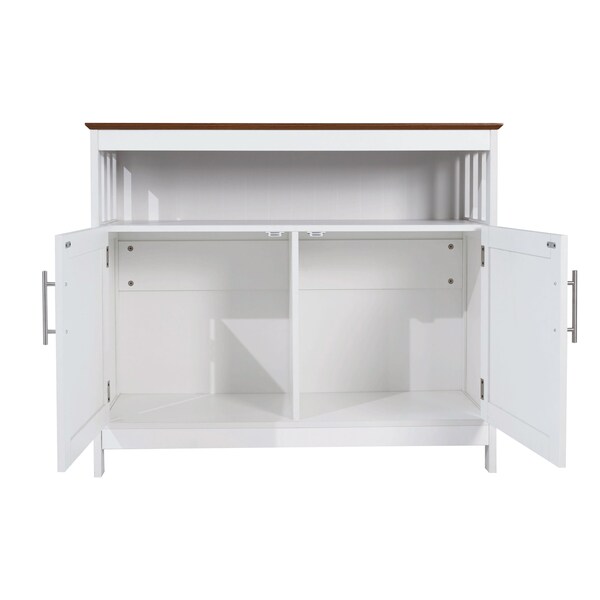 Flash Furniture Mayfield 40in. Buffet and Sideboard w/Dbl Door Storage Cabinet and Open Storage Shelf, Wht w/Walnut - NAN-F-HY-B23108-WHWAL-GG