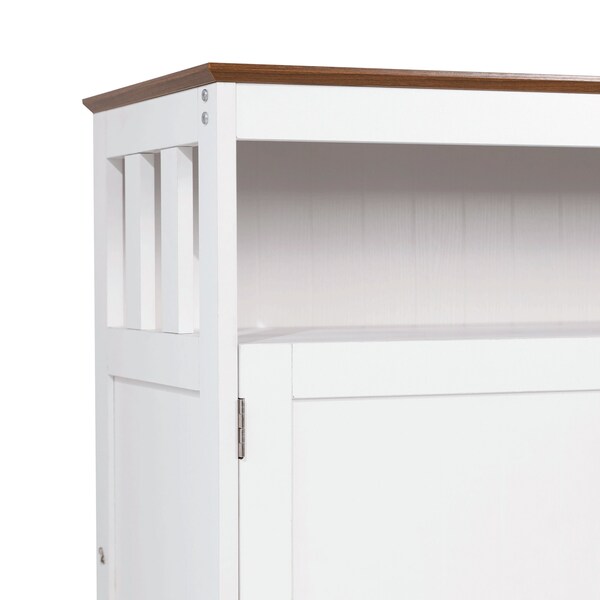 Flash Furniture Mayfield 40in. Buffet and Sideboard w/Dbl Door Storage Cabinet and Open Storage Shelf, Wht w/Walnut - NAN-F-HY-B23108-WHWAL-GG