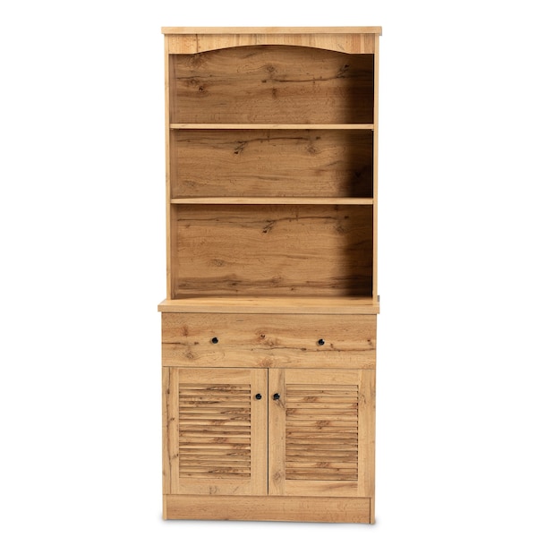 Baxton Studio Agni Modern and Contemporary Oak Brown Finished Wood Buffet and Hutch Kitchen Cabinet - 189-11985-ZORO